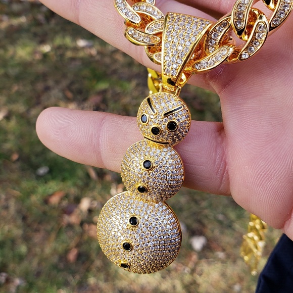 Iced Out The Snowman Necklace 
